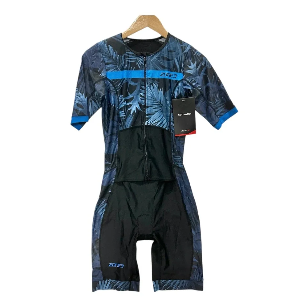 Zone3 Activate+ Men's Triathlon Trisuit Medium Blue Black NWT Cycling Tri Suit